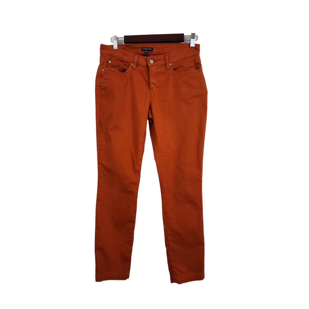 Eileen Fisher Stretch Denim SIZE 4 Low Rise straight jeans pants casual Rust
